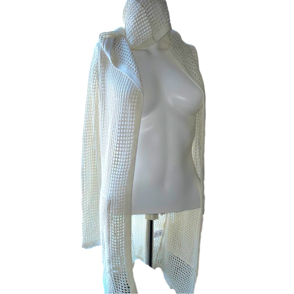 Cyrus - Ivory Crochet Hooded Cardigan Swimsuit Coverup Size XS